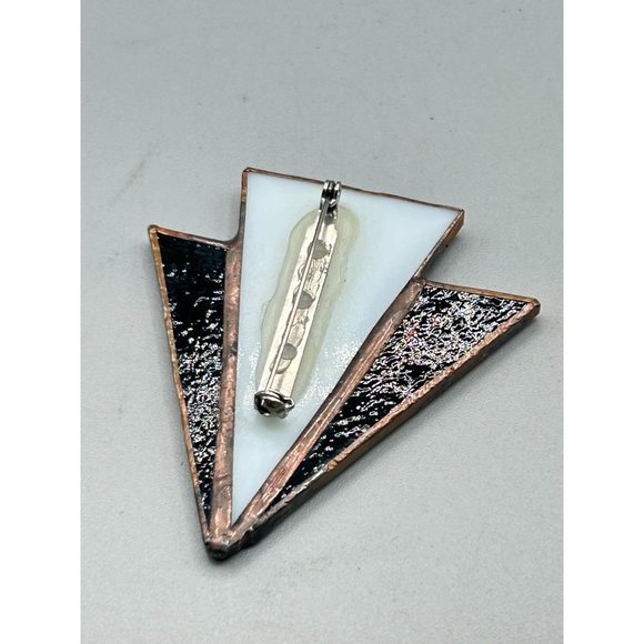Vintage Handcrafted Glass Pin Brooch Geometric Abstract 70s Costume Jewelry - Picture 4 of 5